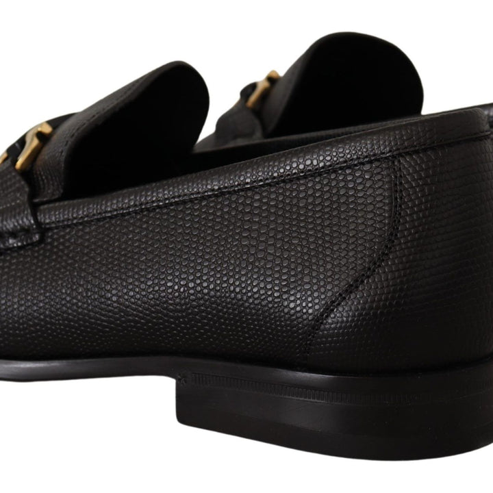 Salvatore Ferragamo Black Calf Leather Moccasins Loafers Shoes