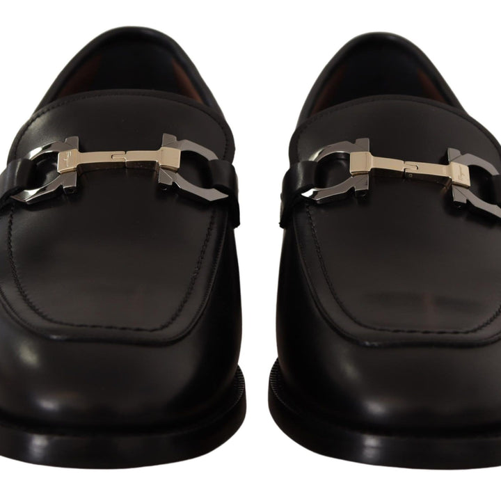 Salvatore Ferragamo Black Calf Leather Moccasin Formal Shoes