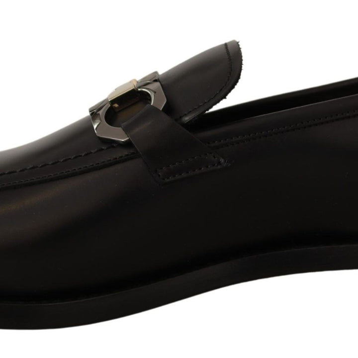 Salvatore Ferragamo Black Calf Leather Moccasin Formal Shoes