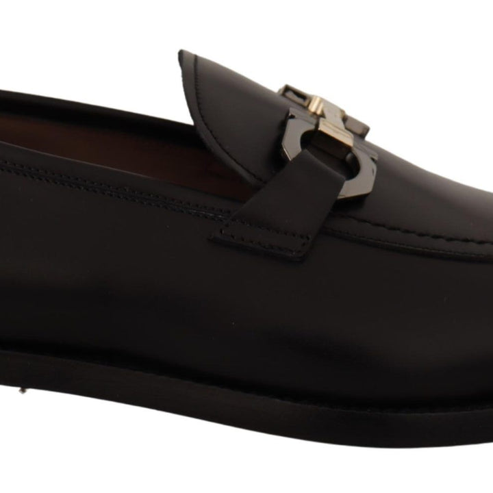 Salvatore Ferragamo Black Calf Leather Moccasin Formal Shoes