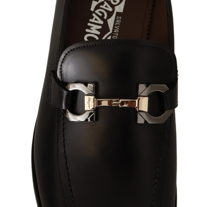 Salvatore Ferragamo Black Calf Leather Moccasin Formal Shoes