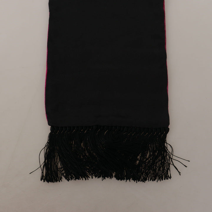 Dolce & Gabbana Bordeaux Velvet Magenta Neck Wrap Fringes Scarf