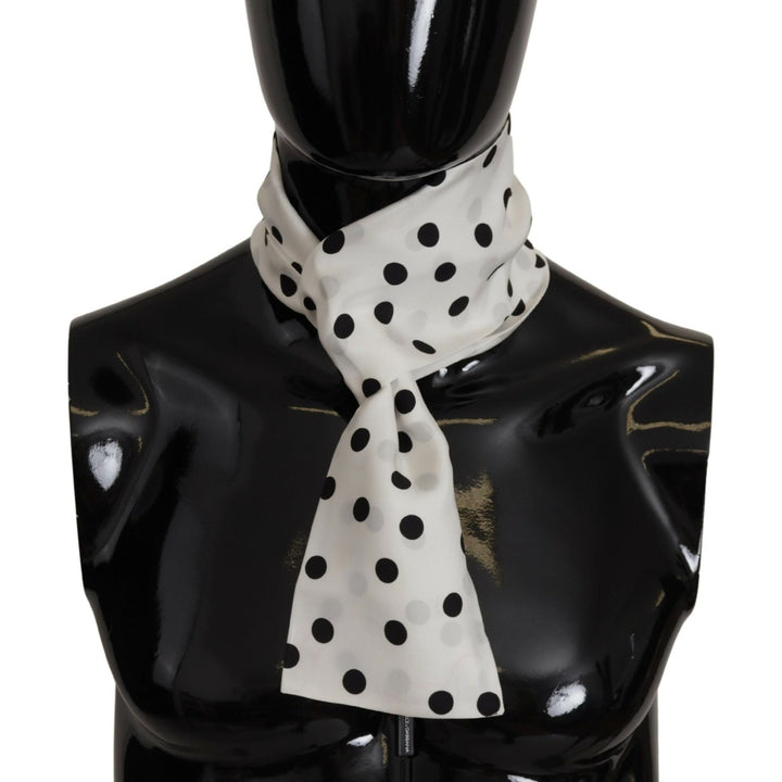 Dolce & Gabbana White Polka Dots Neck Wrap Shawl Scarf