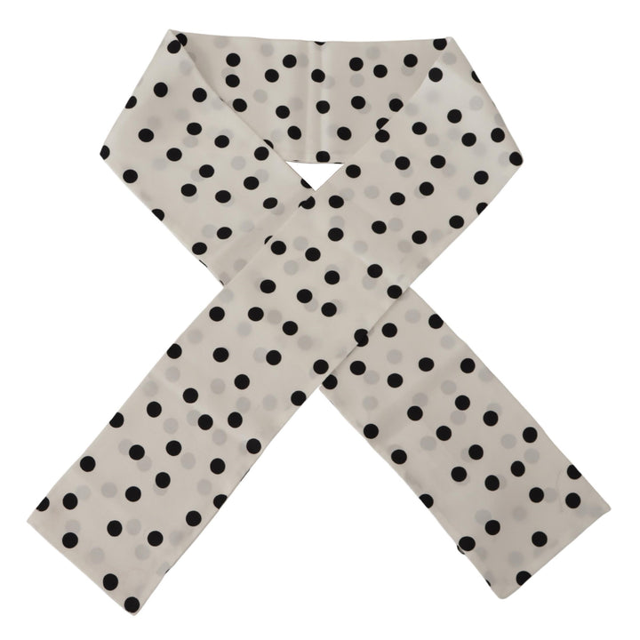 Dolce & Gabbana White Polka Dots Neck Wrap Shawl Scarf