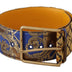 Dolce & Gabbana Blue Floral Patchwork Leather Wide Waist Buckle Belt