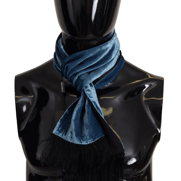 Dolce & Gabbana Blue Velvet Solid Neck Warmer Men's Shawl Scarf