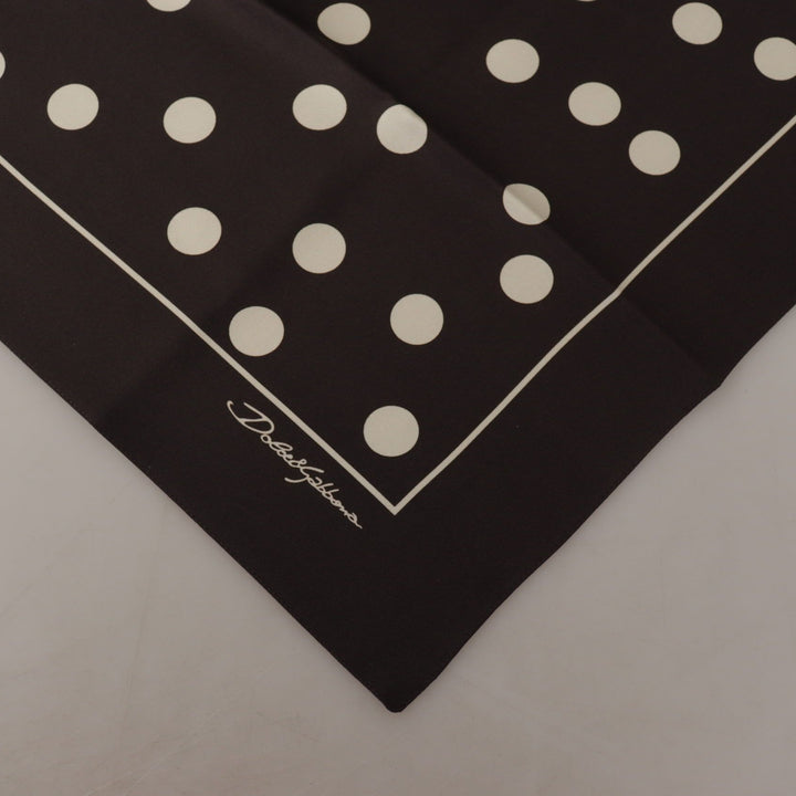 Dolce & Gabbana Black Silk Dotted Square Bandana Handkerchief Scarf