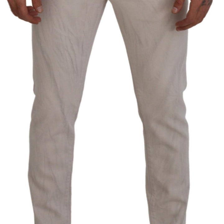 Dolce & Gabbana Off White Cotton Skinny Men Denim Jeans