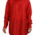 Dolce & Gabbana Red Silk Collared Long Sleeves Dress Shirt Top