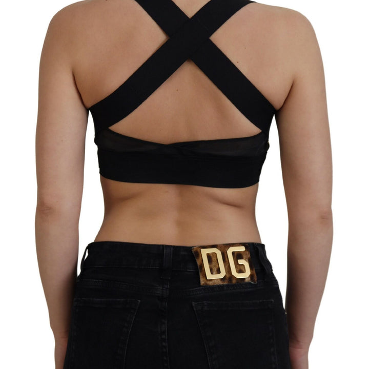 Dolce & Gabbana Black Gold Sleeveless Cropped Bustier Top