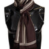 Dolce & Gabbana Brown Stripes Silk DG Printed Shawl Fringe Scarf