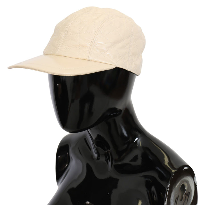 Dolce & Gabbana White Lamb Skin 100% Leather Baseball Hat