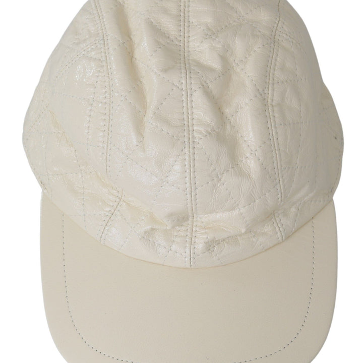 Dolce & Gabbana White Lamb Skin 100% Leather Baseball Hat