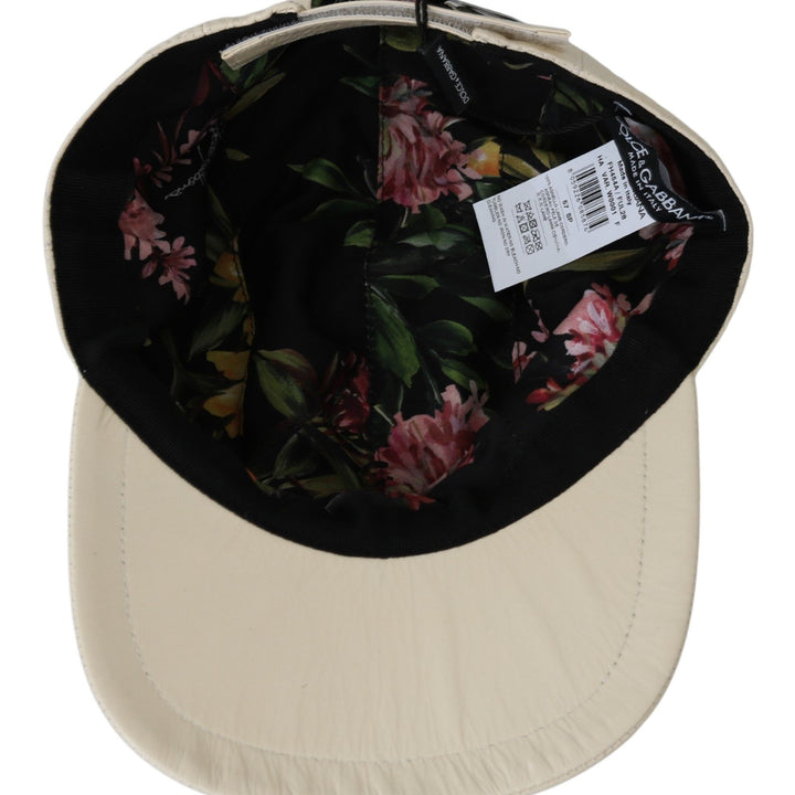 Dolce & Gabbana White Lamb Skin 100% Leather Baseball Hat