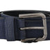 Dolce & Gabbana Blue Deerskin Leather Silver Logo Buckle Belt