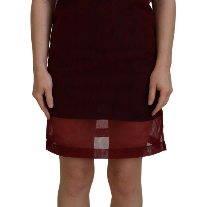 Dolce & Gabbana Maroon Nylon Two Layer Shift Mini Dress