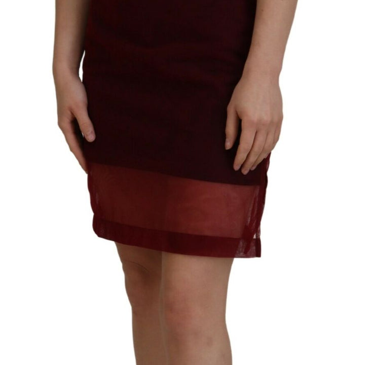 Dolce & Gabbana Maroon Nylon Two Layer Shift Mini Dress