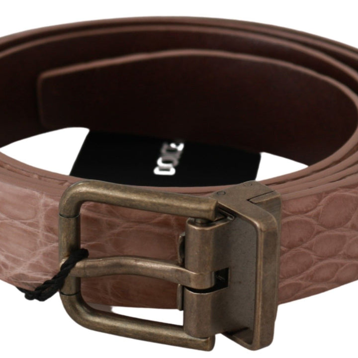 Dolce & Gabbana Beige Exotic Skin Gold Buckle Leather Belt