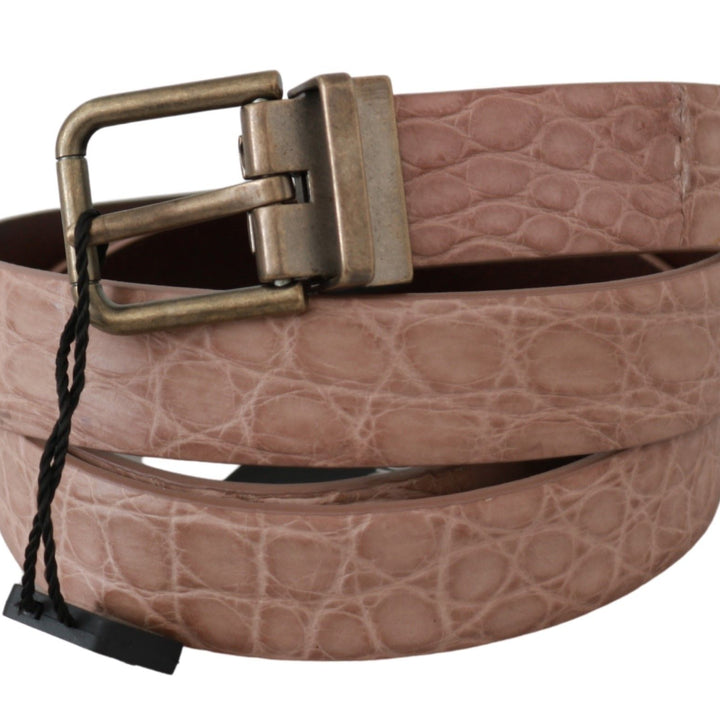 Dolce & Gabbana Beige Exotic Skin Gold Buckle Leather Belt