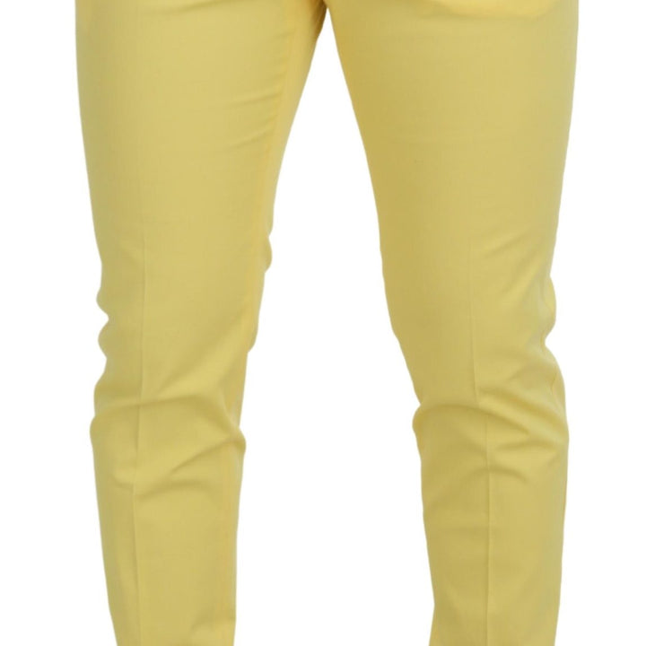 Dolce & Gabbana Yellow Cotton Slim Fit Men Pants