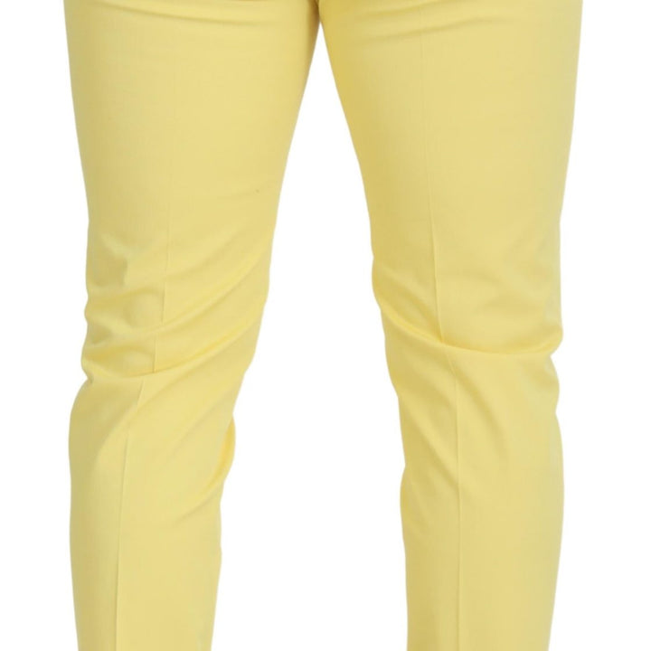 Dolce & Gabbana Yellow Cotton Slim Fit Men Pants