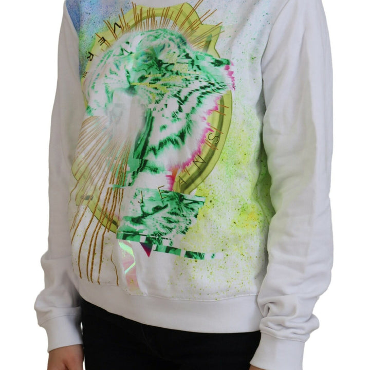 Versace Jeans White Graphic Print Long Sleeves Sweater