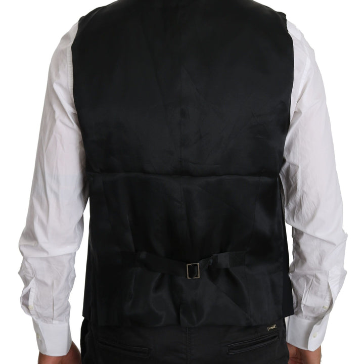 Dolce & Gabbana Black Waistcoat Formal Gilet Cotton Vest