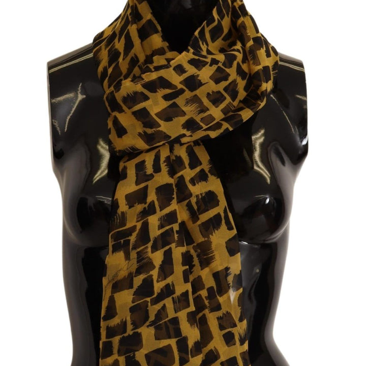 Dolce & Gabbana Yellow Patterned 100% Silk Wrap Shawl Scarf