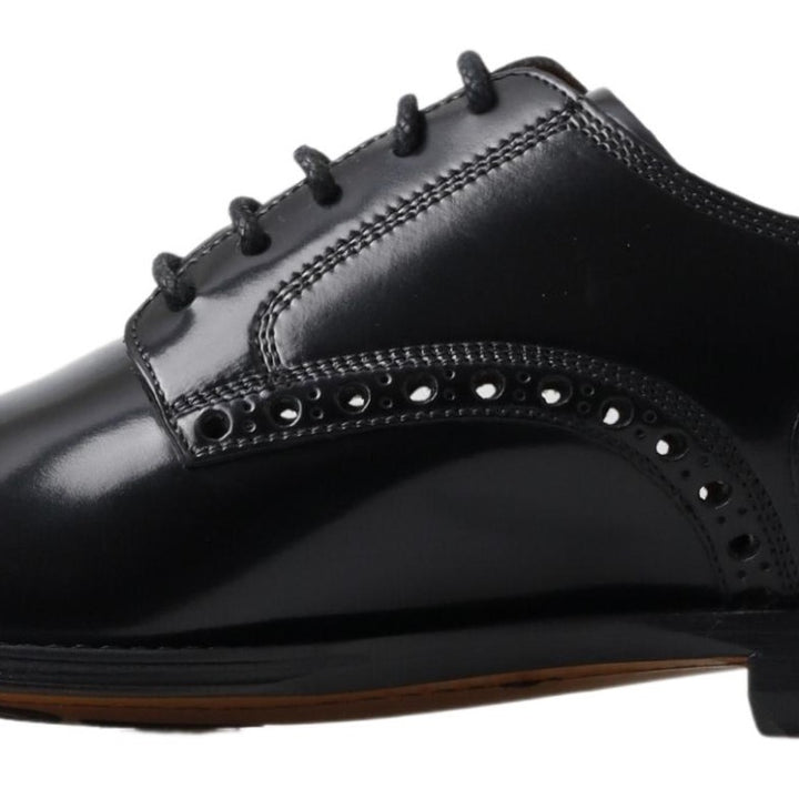 Dolce & Gabbana Black Leather Oxford Wingtip Formal Derby Shoes