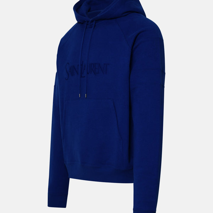 Saint Laurent Electric Blue Cotton Hoodie Sweatshirt