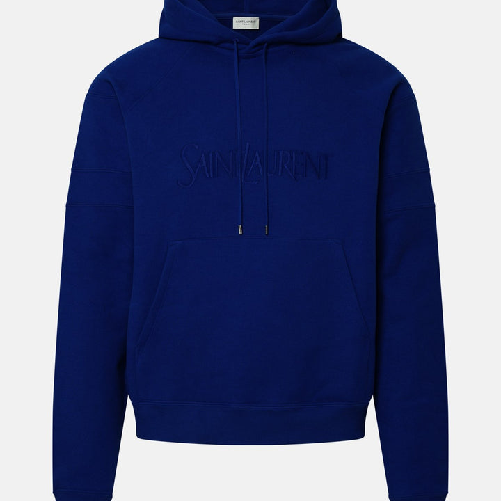 Saint Laurent Electric Blue Cotton Hoodie Sweatshirt