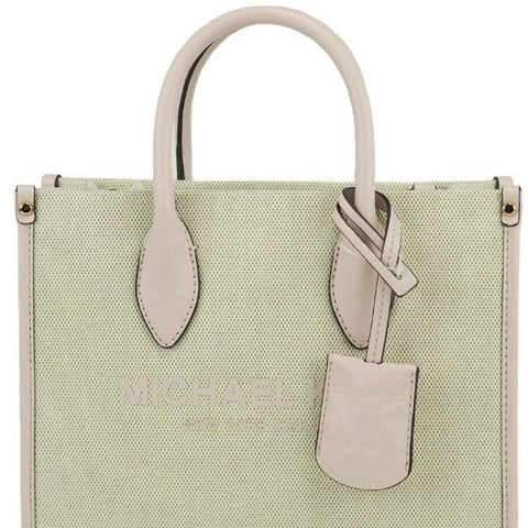 Michael Kors Mirella Small Powder Blush Canvas Shopper Crossbody Handbag Purse