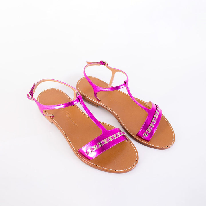 Salvatore Ferragamo Fuchsia Leather Tremiti Sandals