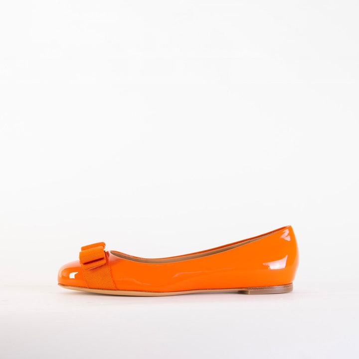 Salvatore Ferragamo Varina Orange Leather Ballerinas