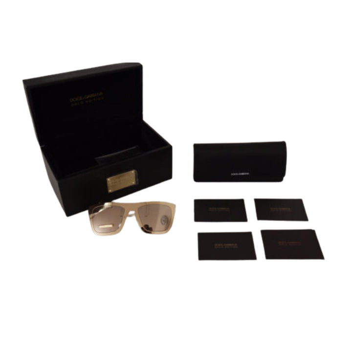 Dolce & Gabbana Gold Plated Metal Mirrored Limited Sunglasses