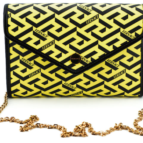 Versace Yellow Canvas and Leather Pouch Shoulder Bag