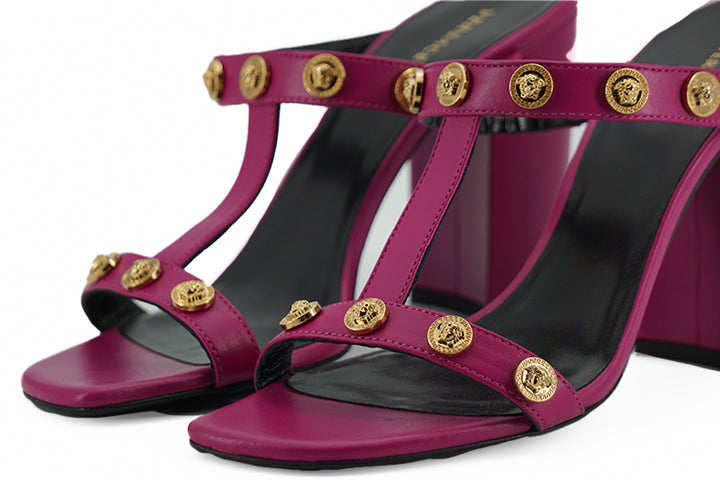 Versace Purple Calf Leather High Heel Sandals