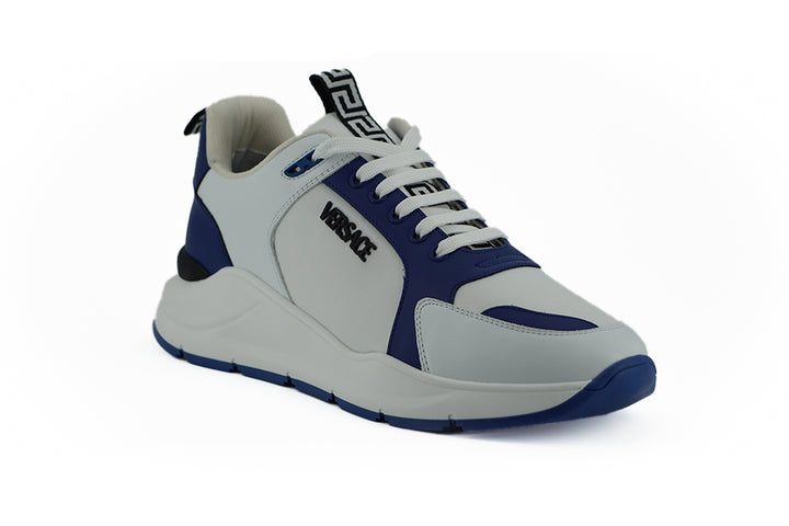 Versace Blue and White Calf Leather Sneakers