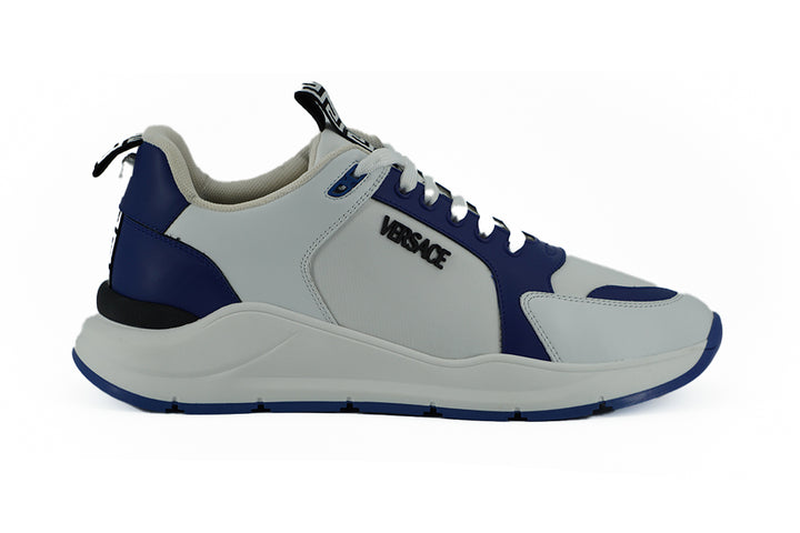 Versace Blue and White Calf Leather Sneakers