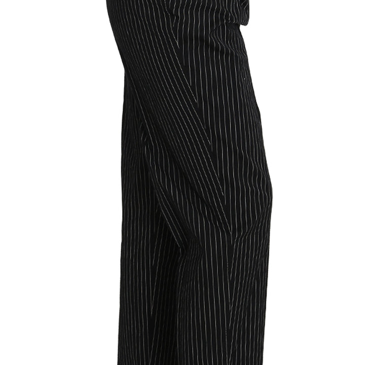 Dolce & Gabbana Black Pin Striped Dress Pants Cropped Straight Pant