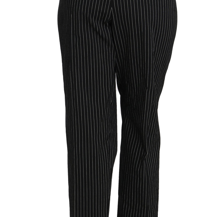 Dolce & Gabbana Black Pin Striped Dress Pants Cropped Straight Pant