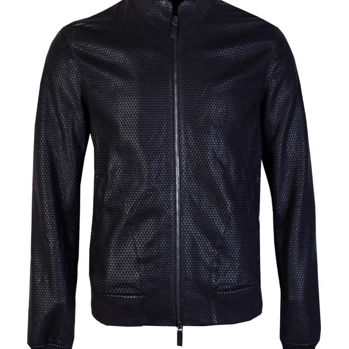 Emporio Armani Black Eco Leather Bomber Jacket