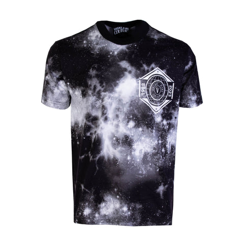 Versace Jeans Black Cotton 'Space' Printed T-Shirt