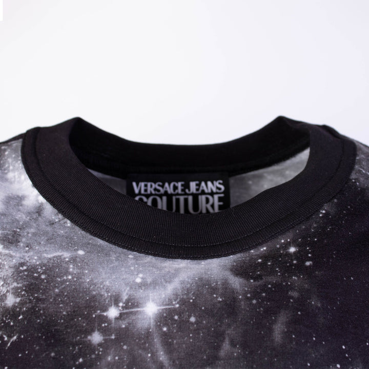 Versace Jeans Black Cotton 'Space' Printed T-Shirt