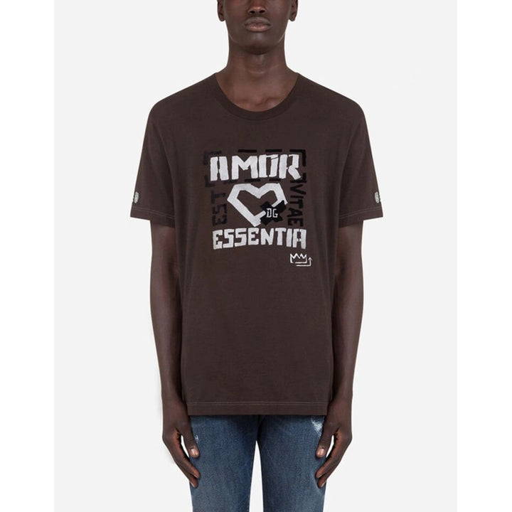 Dolce & Gabbana Brown Cotton T-Shirt