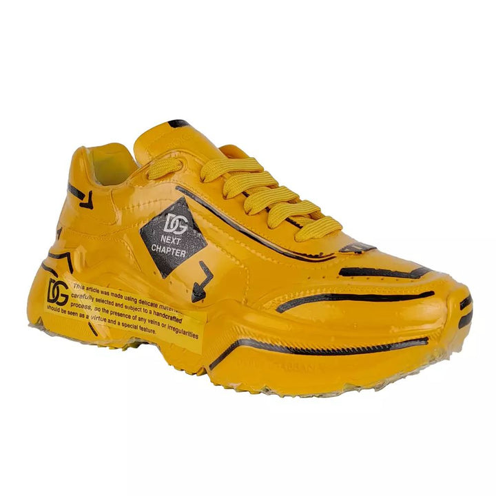 Dolce & Gabbana Yellow Leather Di Calfskin Sneaker