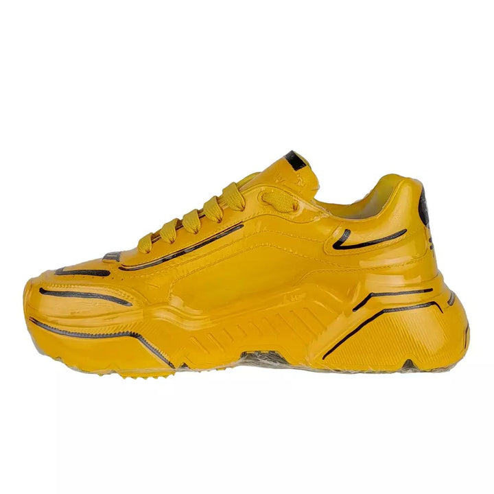 Dolce & Gabbana Yellow Leather Di Calfskin Sneaker