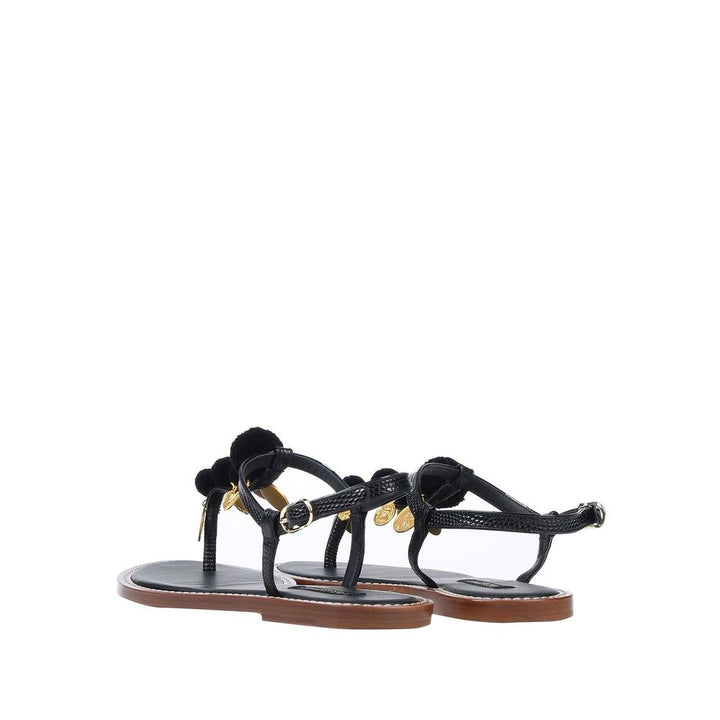 Dolce & Gabbana Black Leather Sandal