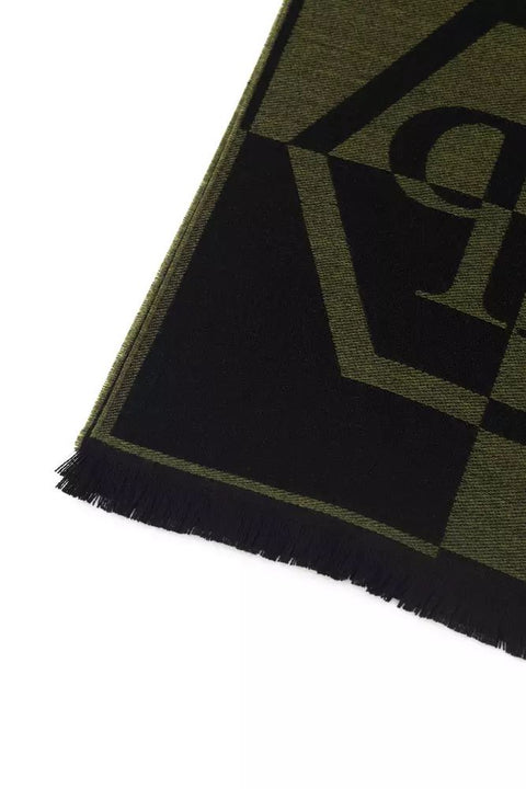 Philipp Plein Green Wool Scarf