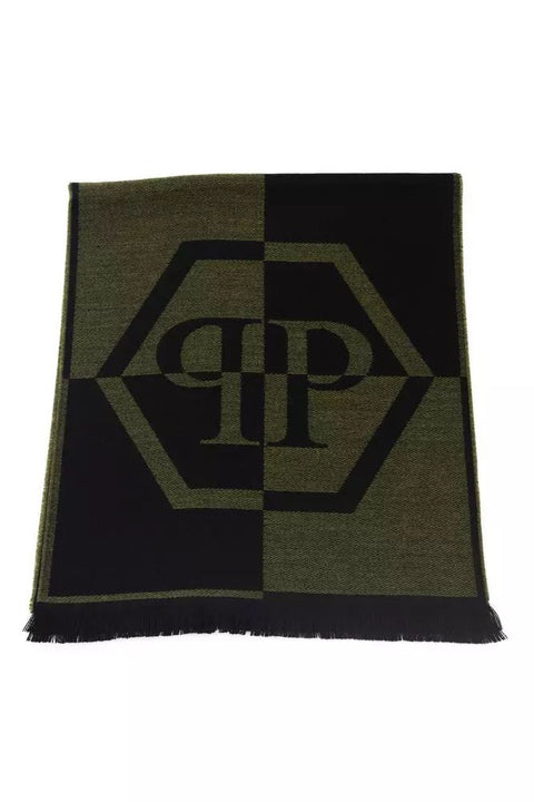 Philipp Plein Green Wool Scarf